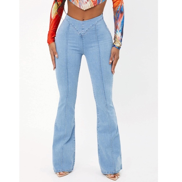 SHEIN Denim - SHEIN SXY Solid Flare Leg Jeans in Light Wash Size W30 L32 - NWT